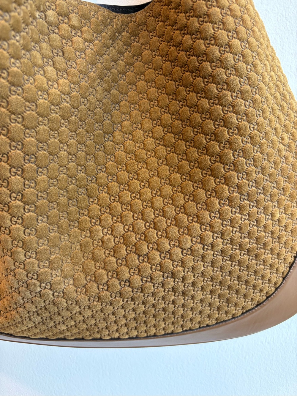 Designer-Style Tan Shoulder Bag with Monogram Pattern - Picture 5 of 5